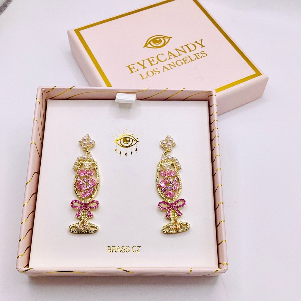 Eye Candy Pink and Gold Bubbly Earrings